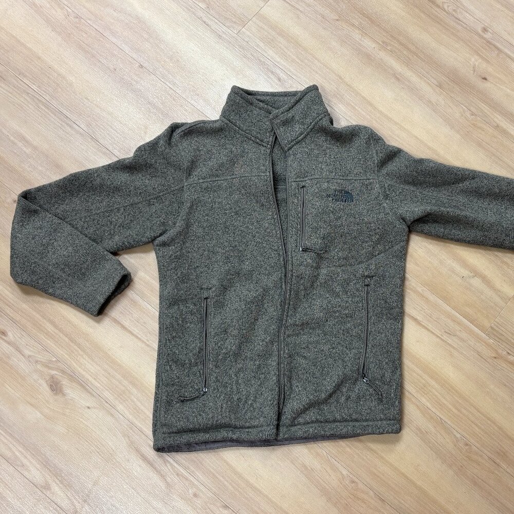 The North Face Full Zip Light Brown Heathered Fleece Mens Medium